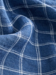 Navy Check Short Sleeve Signature 100% Linen Shirt - Image 2 of 3
