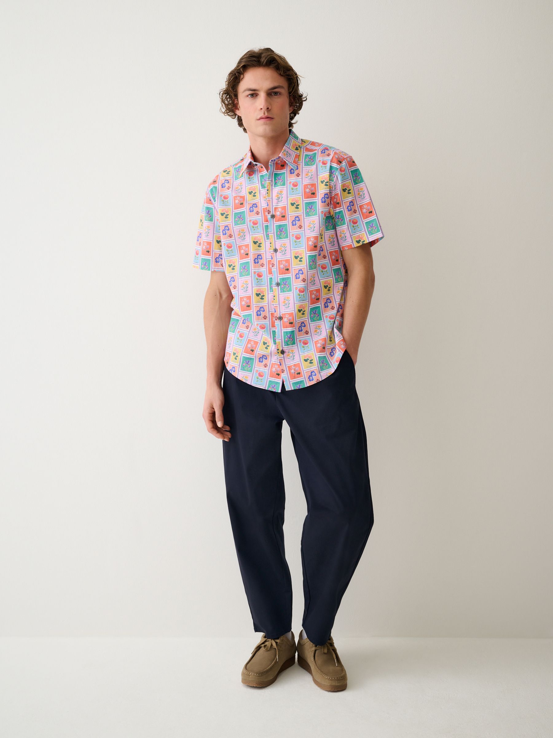 Buy Multi Regular Fit Cotton Short Sleeve Print Shirt from Next