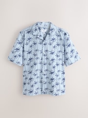 Blue Palm Print Short Sleeve Shirt - Image 1 of 3