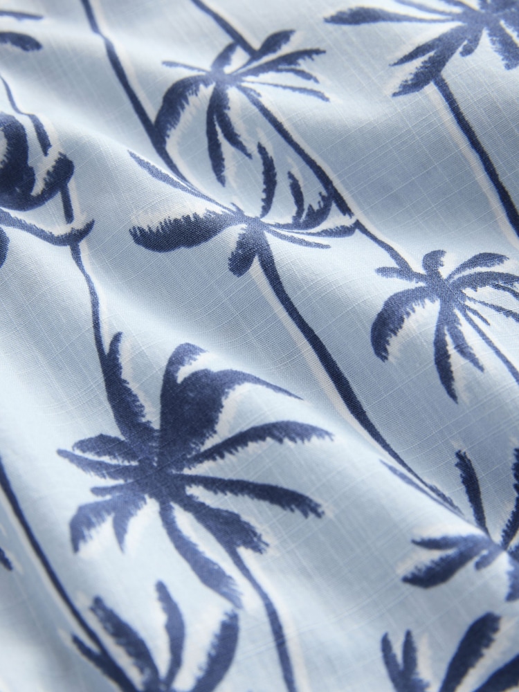 Blue Palm Print Short Sleeve Shirt - Image 3 of 3