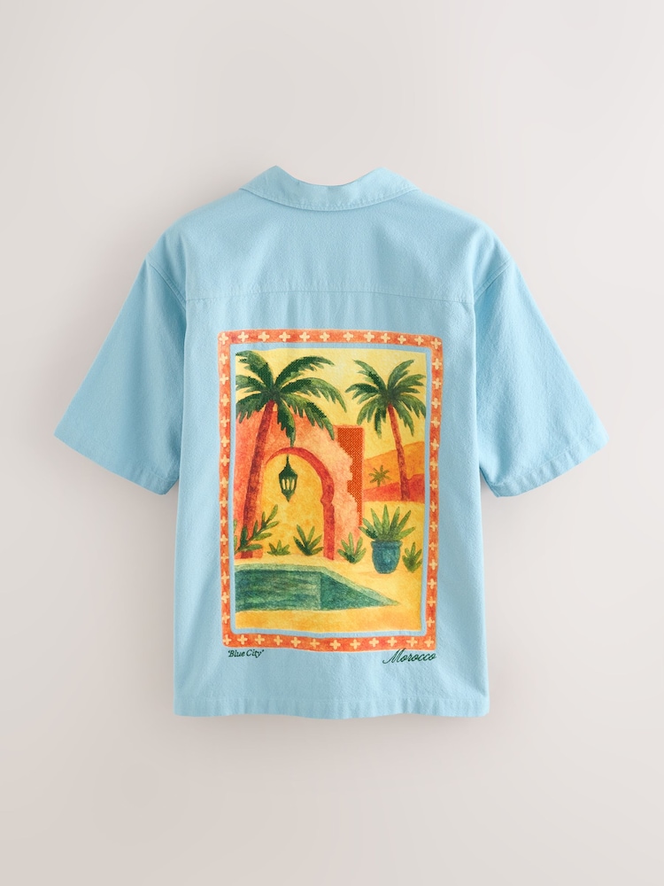 ლურჯი სცენა - Back Print Short Sleeve Shirts - სურათი 1 4-დან