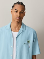 Blue Scene Back Print Short Sleeve Shirts - Image 5 of 9