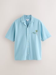 Blue Scene Back Print Short Sleeve Shirts - Image 6 of 9