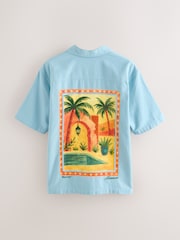 Blue Scene Back Print Short Sleeve Shirts - Image 7 of 9