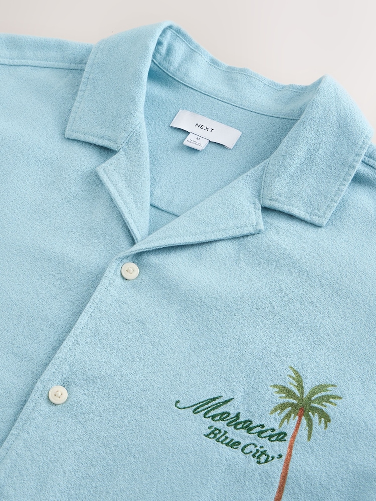 Blue Scene Back Print Short Sleeve Shirts - Image 9 of 9