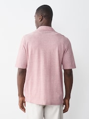 Coral Pink Cotton Linen Blend Jersey Shirt - Image 5 of 9