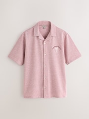Coral Pink Cotton Linen Blend Jersey Shirt - Image 6 of 9