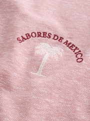 Coral Pink Cotton Linen Blend Jersey Shirt - Image 8 of 9