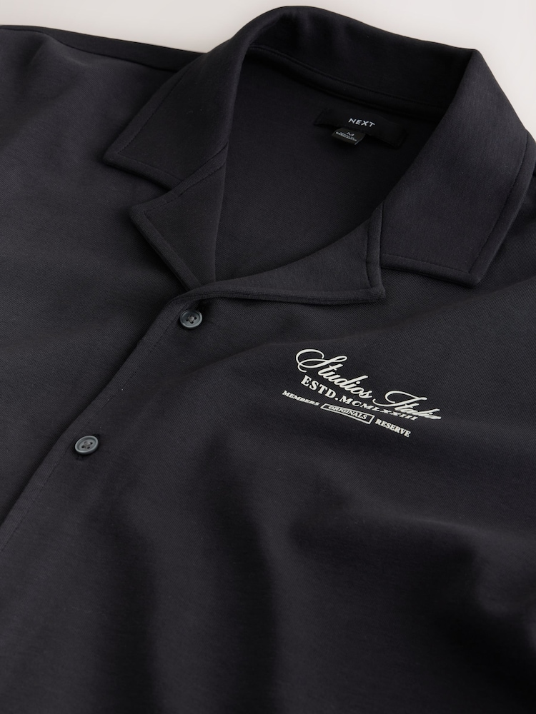 Black Jersey Print Short Sleeve Shirt - Image 9 of 9