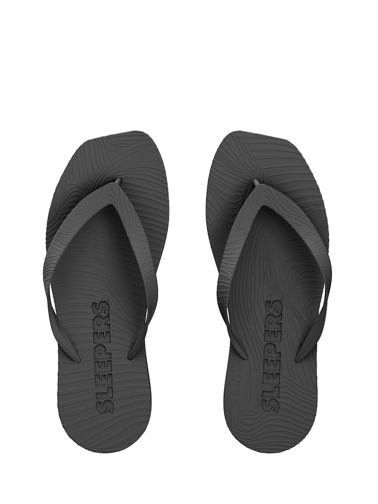 Sleepers Black High Platform Wedge Flip Flops - Image 2 of 2 Sleepers Black High Platform Wedge Flip Flops - Image 2 of 2