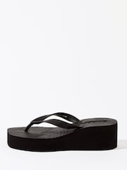 Sleepers Black High Platform Wedge Flip Flops - Image 4 of 5