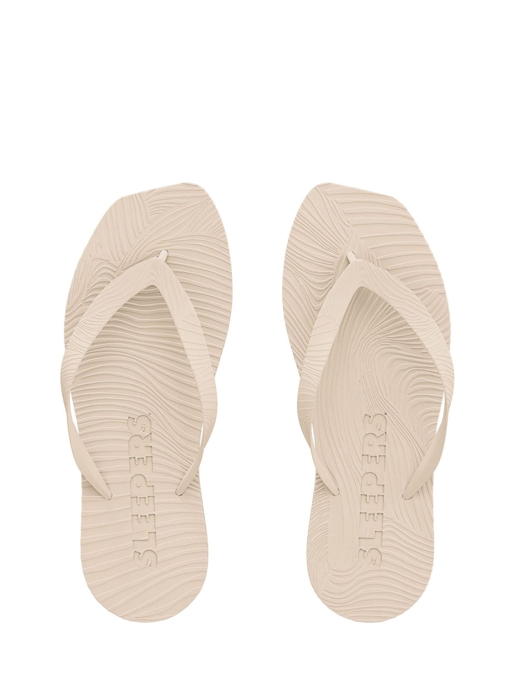 Sleepers Cream High Platform Wedge Flip Flops - Image 1 of 1