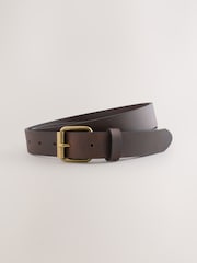 Chocolate Brown Casual Leather Belt With Roller Buckle - Image 1 of 3