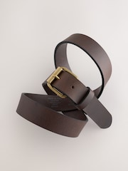 Chocolate Brown Casual Leather Belt With Roller Buckle - Image 2 of 3