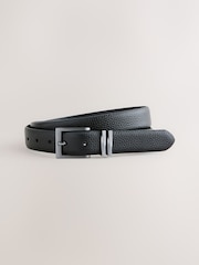 Black Grainy Leather Formal Belt With Gun Buckle With Twist Keeper - Image 1 of 3
