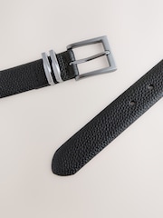 Black Grainy Leather Formal Belt With Gun Buckle With Twist Keeper - Image 3 of 3