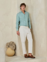 أخضر مقلم - قميص رسمي من القطن قابل للتمدد بأكمام طويلة - صورة 5 من 8