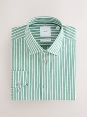 أخضر مقلم - قميص رسمي من القطن قابل للتمدد بأكمام طويلة - صورة 6 من 8