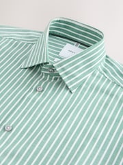 أخضر مقلم - قميص رسمي من القطن قابل للتمدد بأكمام طويلة - صورة 7 من 8