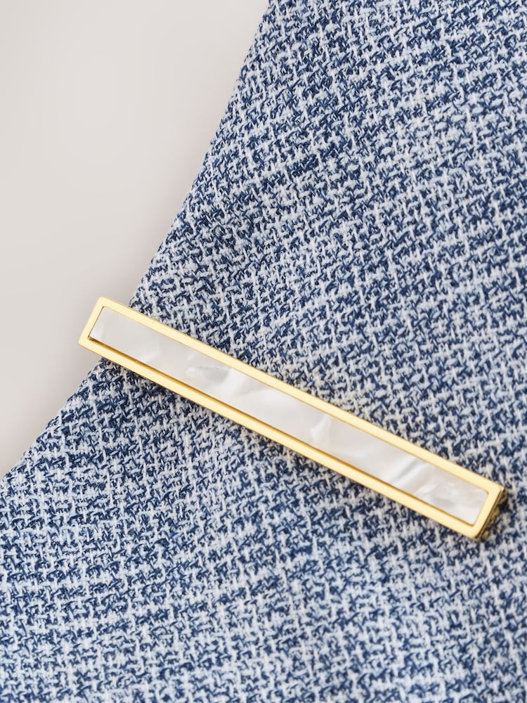 Light Blue/Blue Texture Slim Fit Shirt, Tie and Cufflink Occasion Set - Image 10 of 10