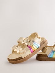 Little Bird by Jools Oliver Gold Metallic Rainbow Double Buckle Footbed Sandals - Image 2 of 5