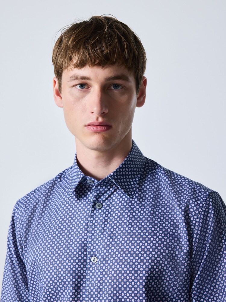Azul marino - Cotton Rich Long Sleeve Formal Shirt - Imagen 1 de 9