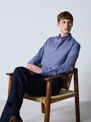 Azul marino - Cotton Rich Long Sleeve Formal Shirt - Imagen 3 de 9
