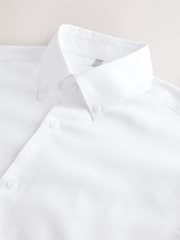 White Button-Down Collar Slim Fit Cotton Rich Textured Easy Care Smart Shirt - Image 2 of 3