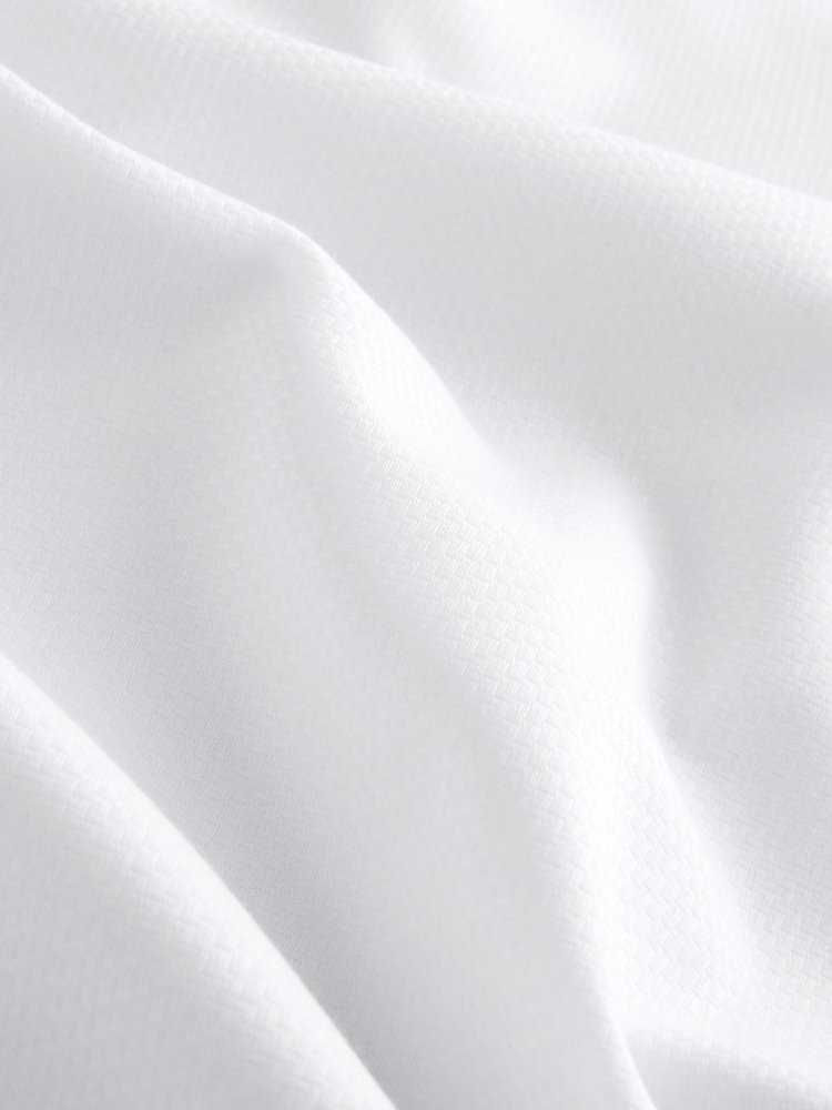 White Button-Down Collar Slim Fit Cotton Rich Textured Easy Care Smart Shirt - Image 3 of 3