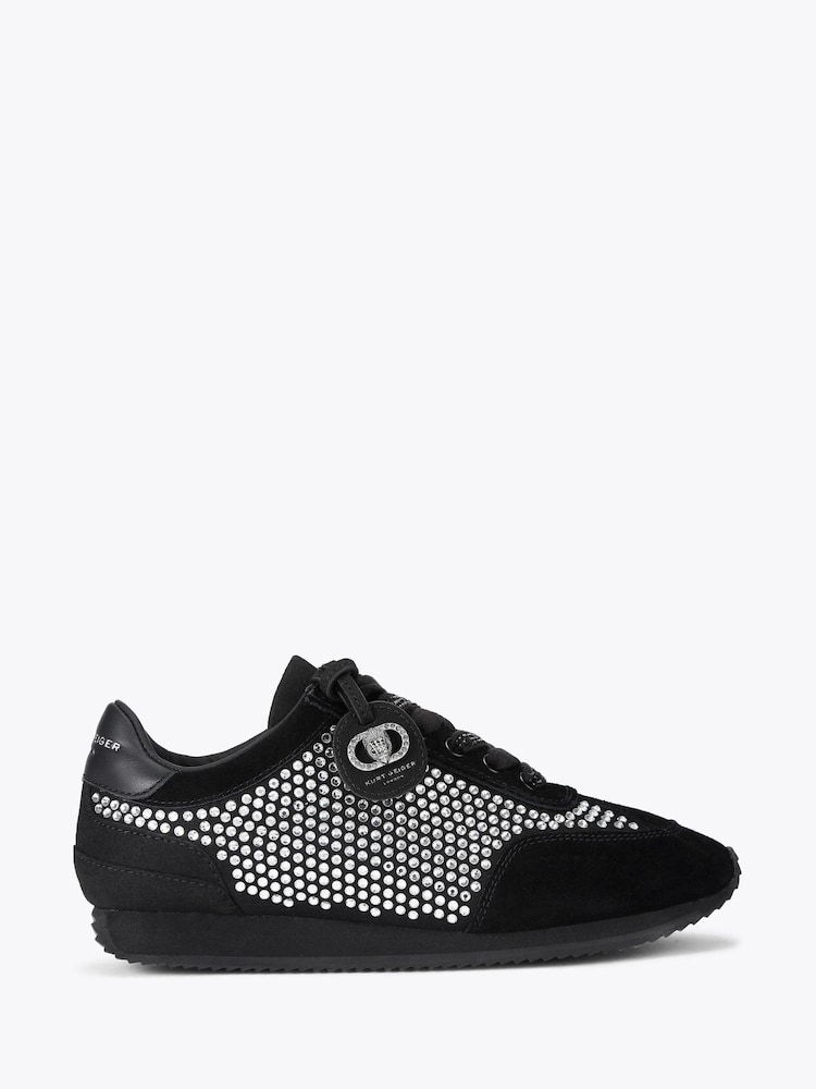 Kurt Geiger London Chelsea Crystal Tag Black Trainers - Image 1 of 4 Kurt Geiger London Chelsea Crystal Tag Black Trainers - Image 1 of 4