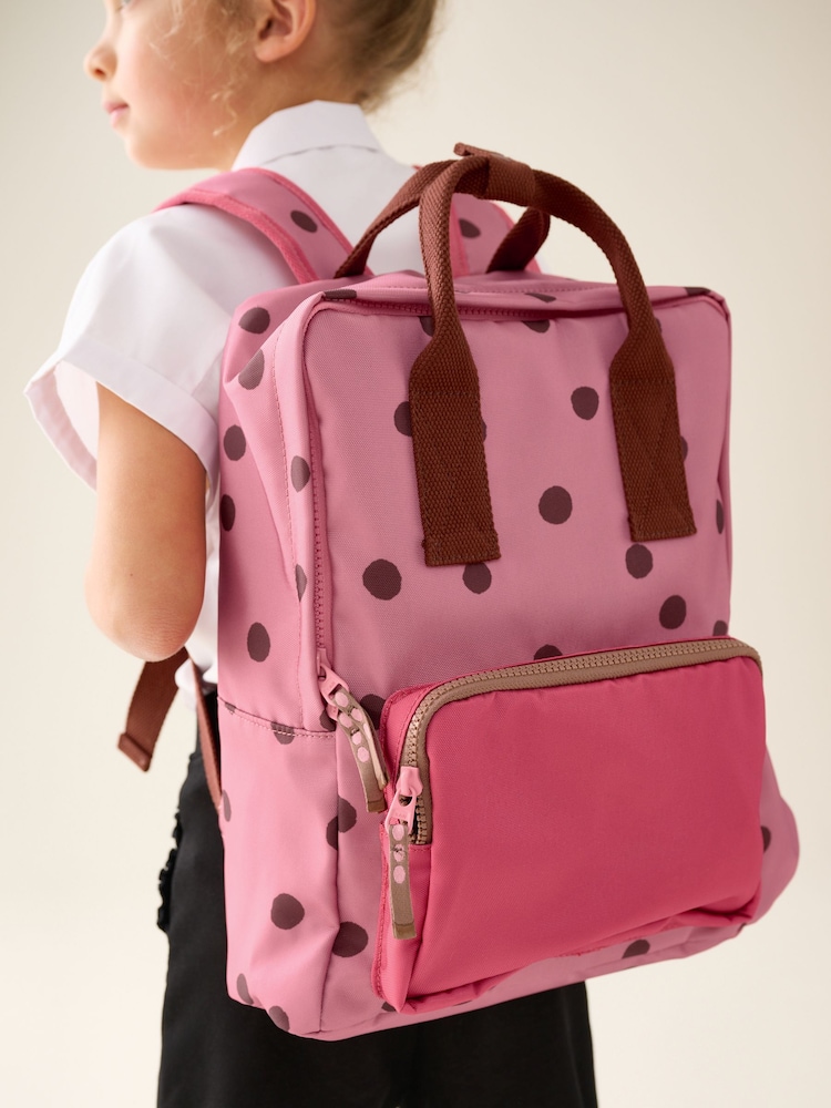 Pink/Chocolate Dot Backpack - Image 1 of 8 Pink/Chocolate Dot Backpack - Image 1 of 8