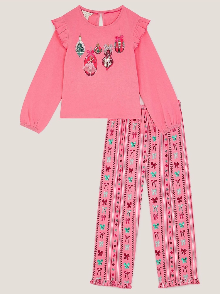 Monsoon Pink Christmas Bauble Pyjamas Set - Image 1 of 4 Monsoon Pink Christmas Bauble Pyjamas Set - Image 1 of 4