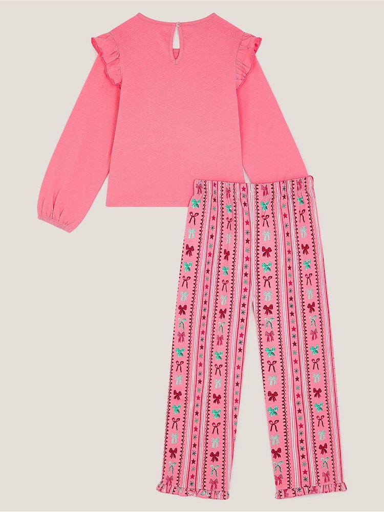 Monsoon Pink Christmas Bauble Pyjamas Set - Image 2 of 4