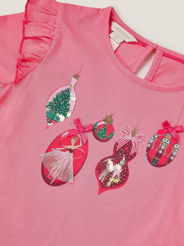 Monsoon Pink Christmas Bauble Pyjamas Set - Image 4 of 4 Monsoon Pink Christmas Bauble Pyjamas Set - Image 4 of 4