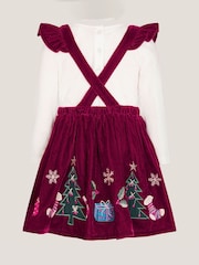 Monsoon Red Baby Top & Christmas Pinafore Dress Set - Image 2 of 3