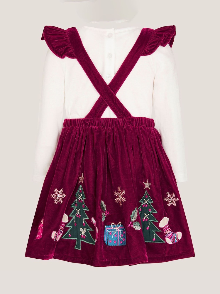 Monsoon Red Baby Top & Christmas Pinafore Dress Set - Image 2 of 3