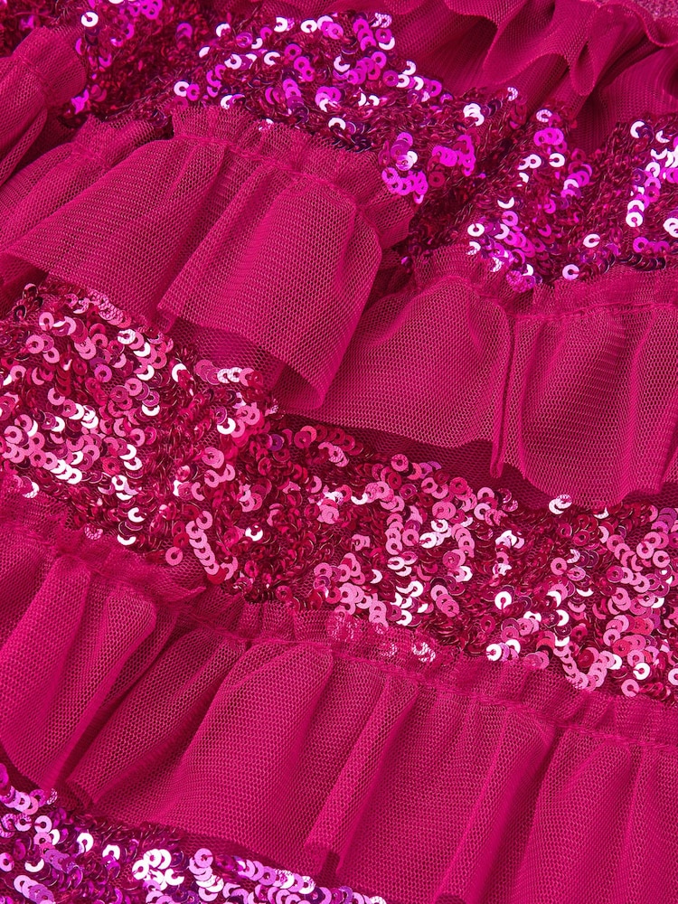 Monsoon Red Sequin Ruffle Disco Skirt - Image 3 of 3