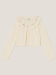 Monsoon Cream Embellished Collar Fuzzy Cardigan - Image 1 of 3