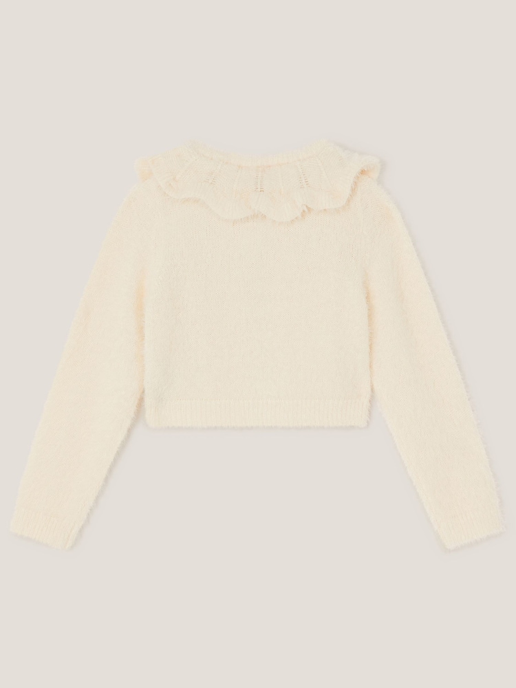 Monsoon Cream Embellished Collar Fuzzy Cardigan - Image 2 of 3 Monsoon Cream Embellished Collar Fuzzy Cardigan - Image 2 of 3