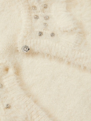 Monsoon Cream Embellished Collar Fuzzy Cardigan - Image 3 of 3
