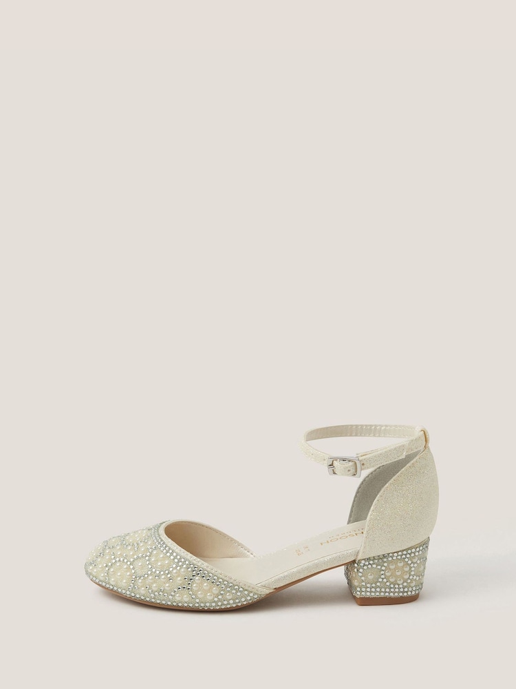 Monsoon Cream Glitter Embellished Two Part Heels - Image 2 of 3