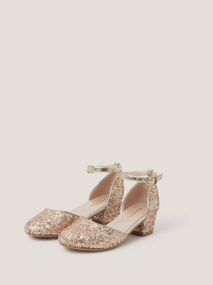 Monsoon Gold Glitter Two Part Heels - Image 3 of 3