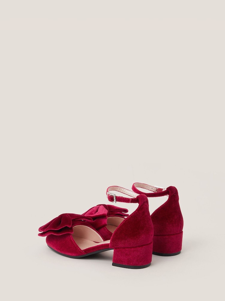 Monsoon Red Bow Velvet Heels - Image 2 of 3 Monsoon Red Bow Velvet Heels - Image 2 of 3
