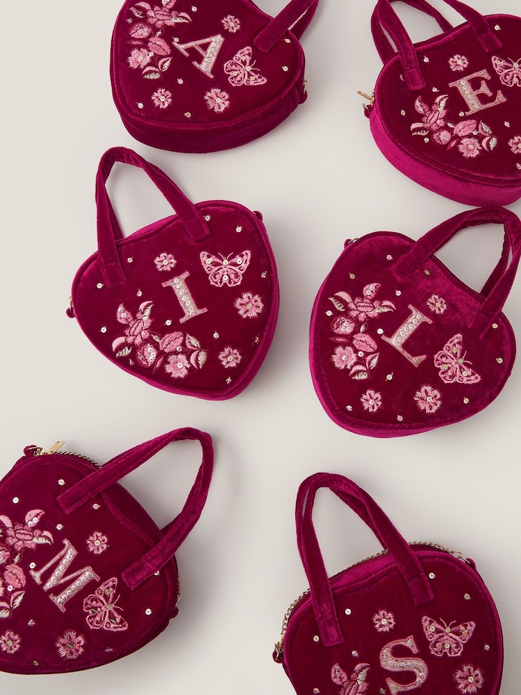 Monsoon Red Embroidered Initial Heart Bag - Image 4 of 4