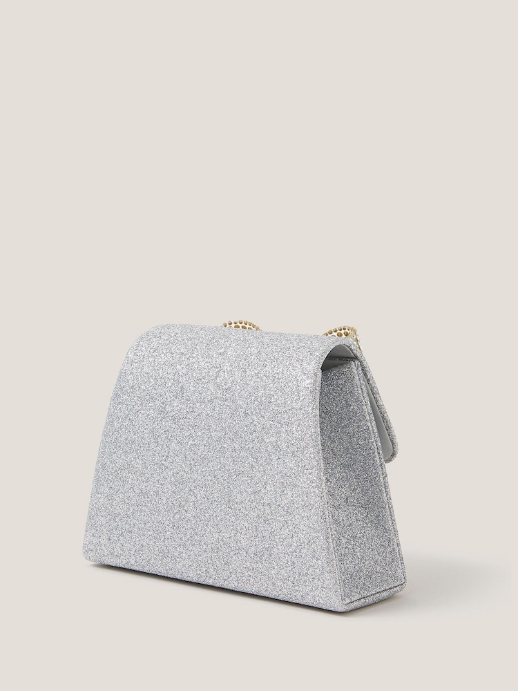 Monsoon Silver Sparkle Bow Bag - Image 2 of 4