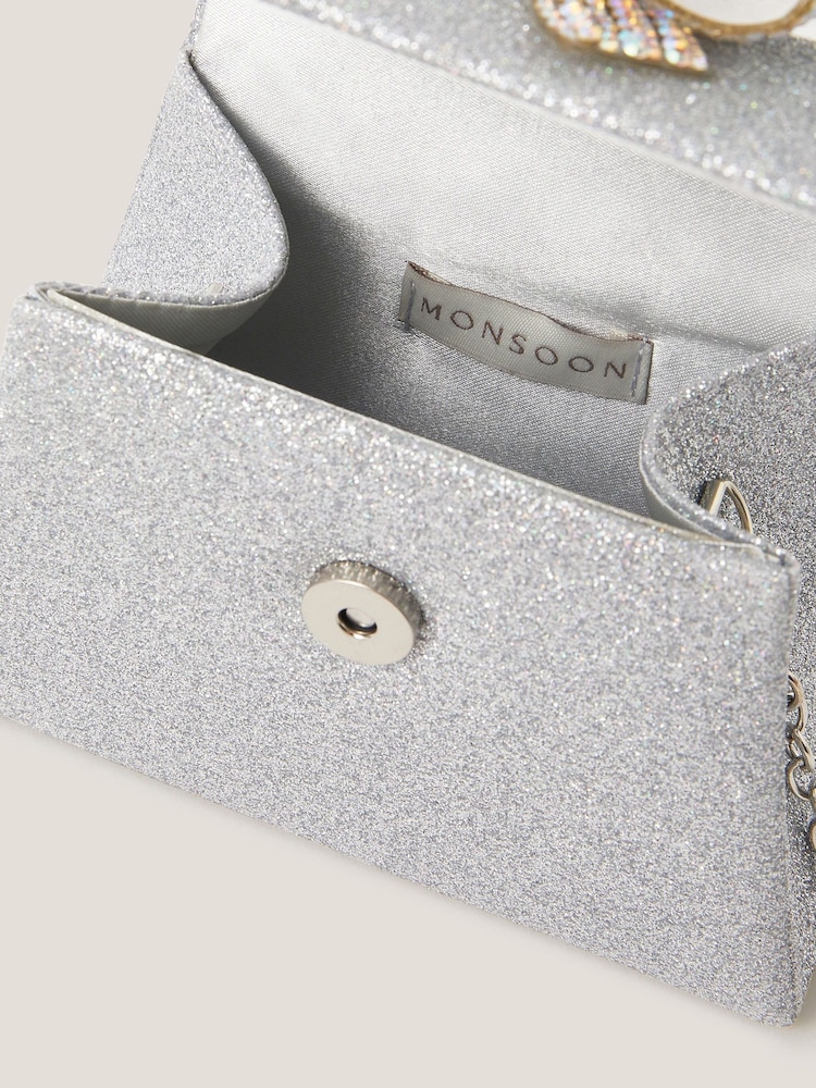Monsoon Silver Sparkle Bow Bag - Image 4 of 4 Monsoon Silver Sparkle Bow Bag - Image 4 of 4