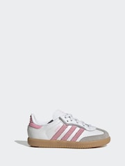 adidas Originals White/Pink/Grey Samba OG Comfort Closure Elastic Lace Infant Trainers - Image 2 of 10