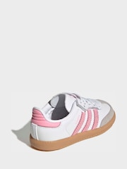 adidas Originals White/Pink/Grey Samba OG Comfort Closure Elastic Lace Infant Trainers - Image 4 of 10