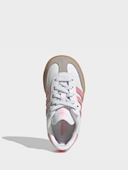 adidas Originals White/Pink/Grey Samba OG Comfort Closure Elastic Lace Infant Trainers - Image 6 of 10