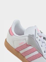 adidas Originals White/Pink/Grey Samba OG Comfort Closure Elastic Lace Infant Trainers - Image 8 of 10